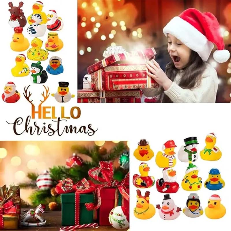 Yeouu | 24 Pcs Countdown Christmas Rubber Ducks Advent Calendar
