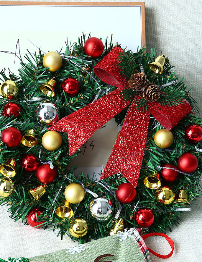 Yeouu | Christmas Wreath Branches Bells Christmas Lights String Decoration Lights