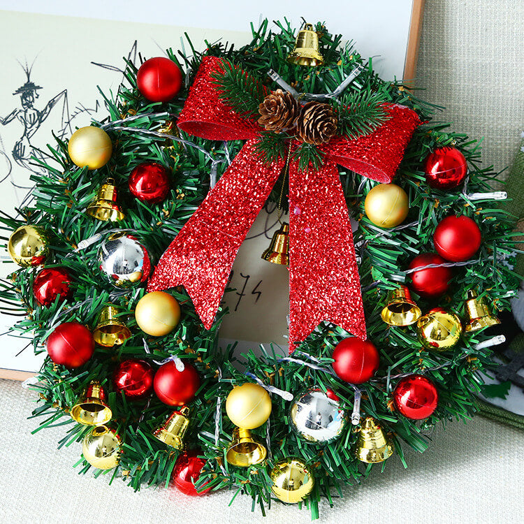 Yeouu | Christmas Wreath Branches Bells Christmas Lights String Decoration Lights