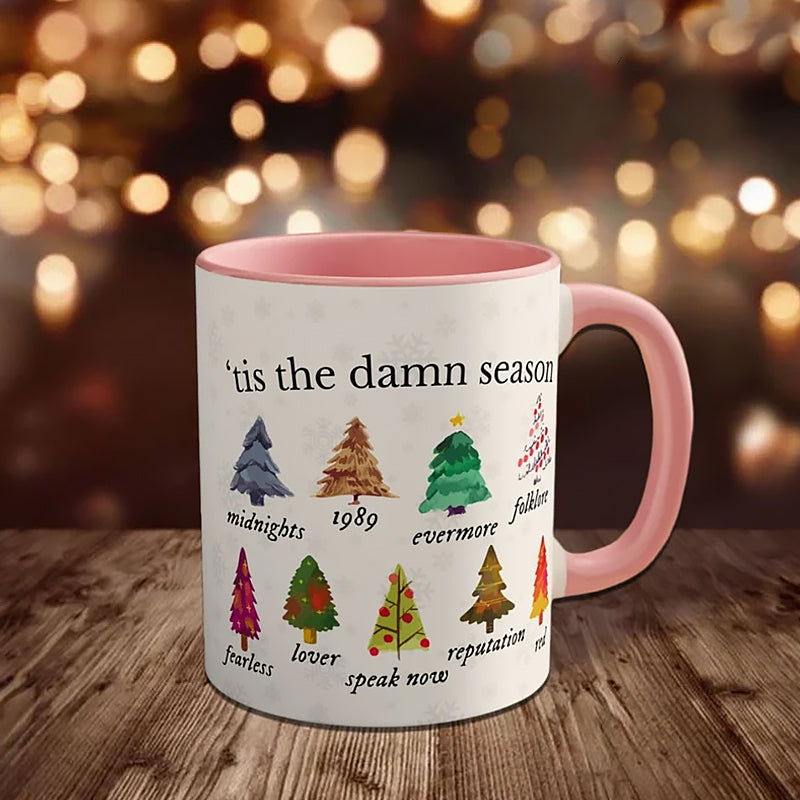 Yeouu | Tis The Damn Season Christmas Mug - Music Albums as Christmas Trees