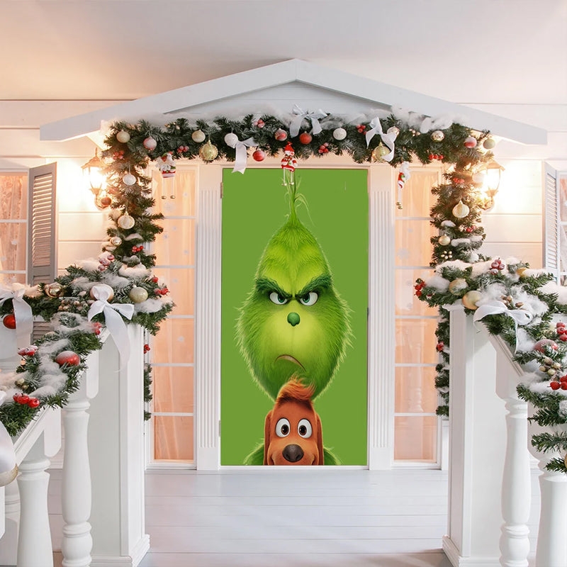 Yeouu | Christmas Door Cover | Fabric Front Door Decoration | Washable & Reusable | 91×203cm