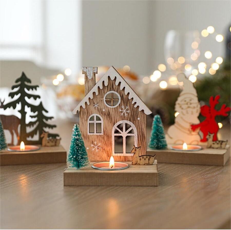 Decorative wooden candle holder in Scandinavian style