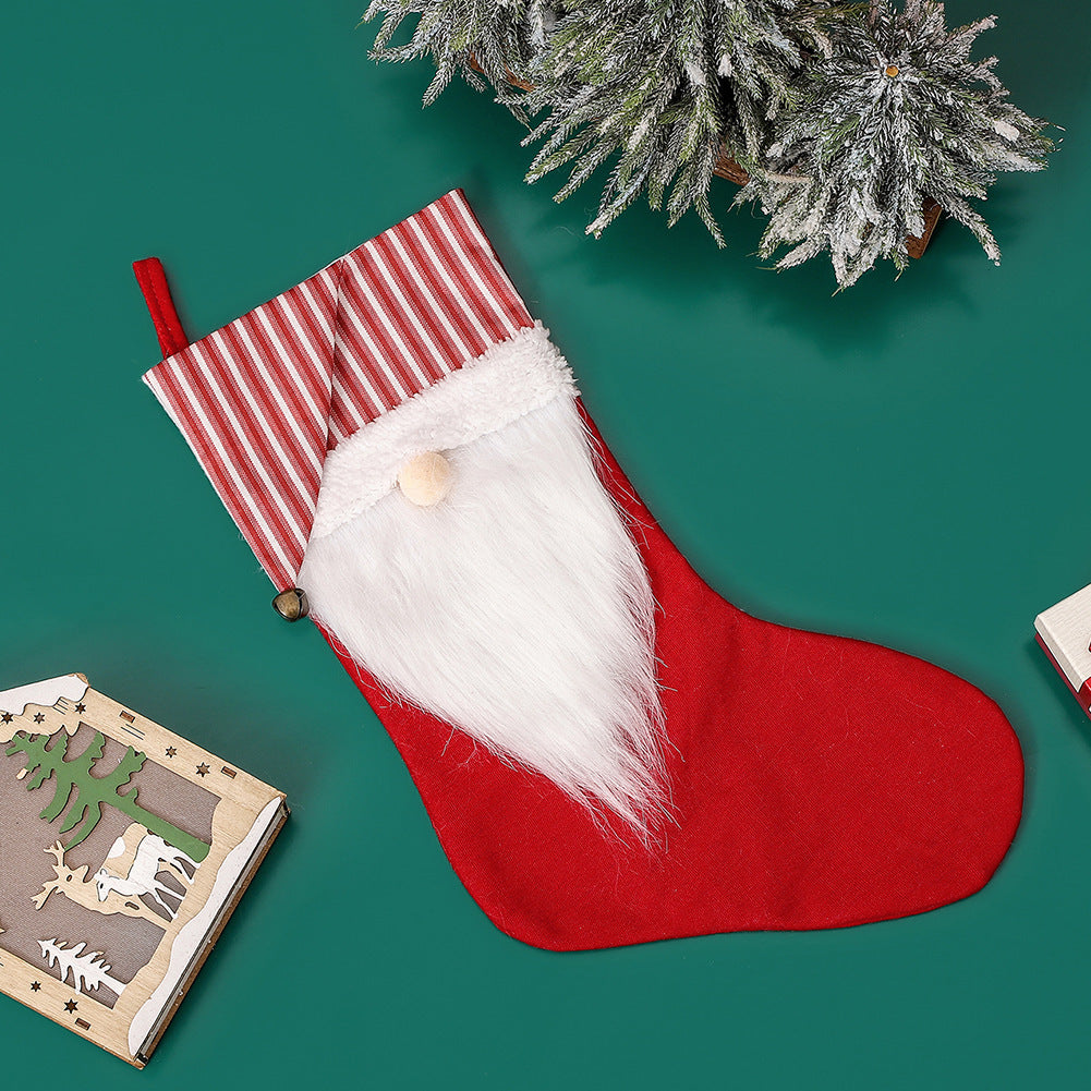 Large Christmas stocking with gnome design