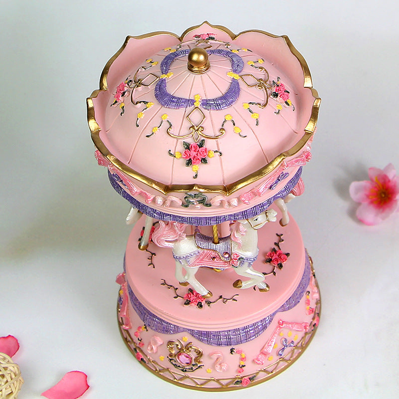 Carousel music box made of resin, hand-painted