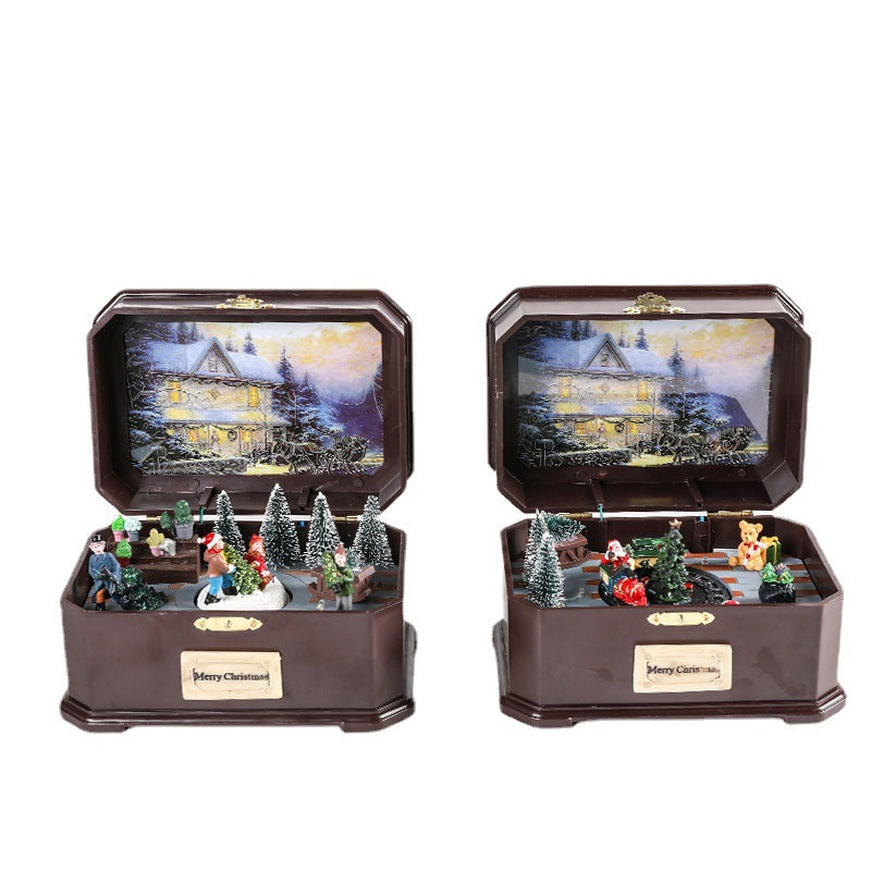 Rotating Christmas music box with LED light