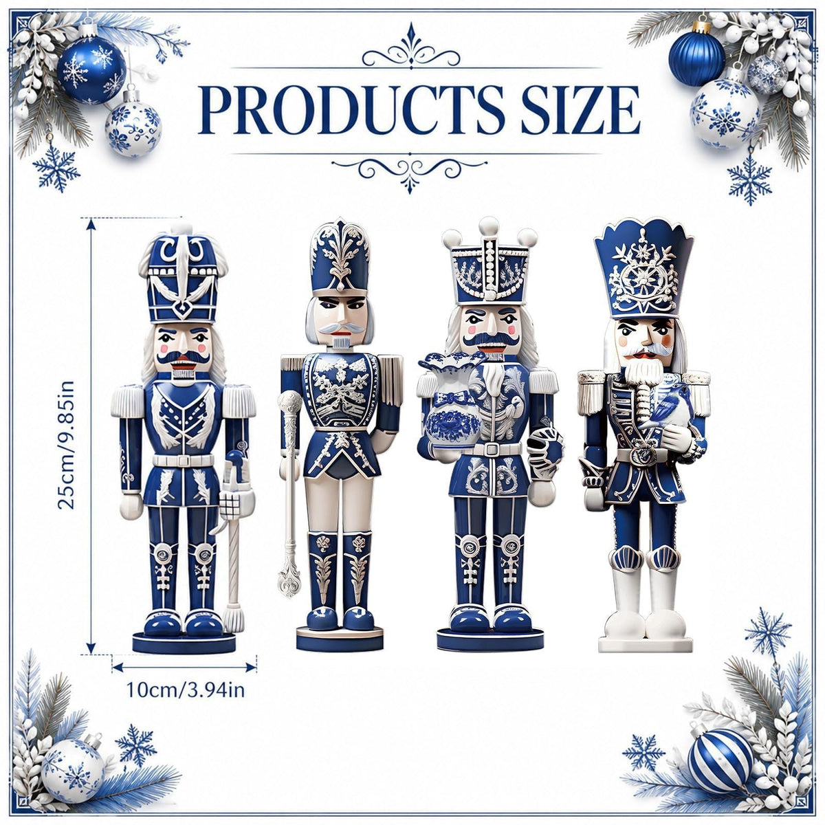 4-piece set nutcracker soldiers, gingerbread design, 2D print