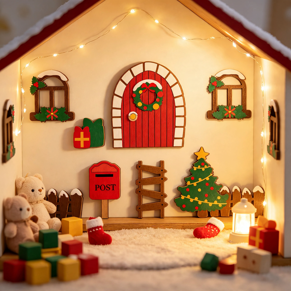 Decorative Mini Fairy Door made of wood for a Christmas atmosphere