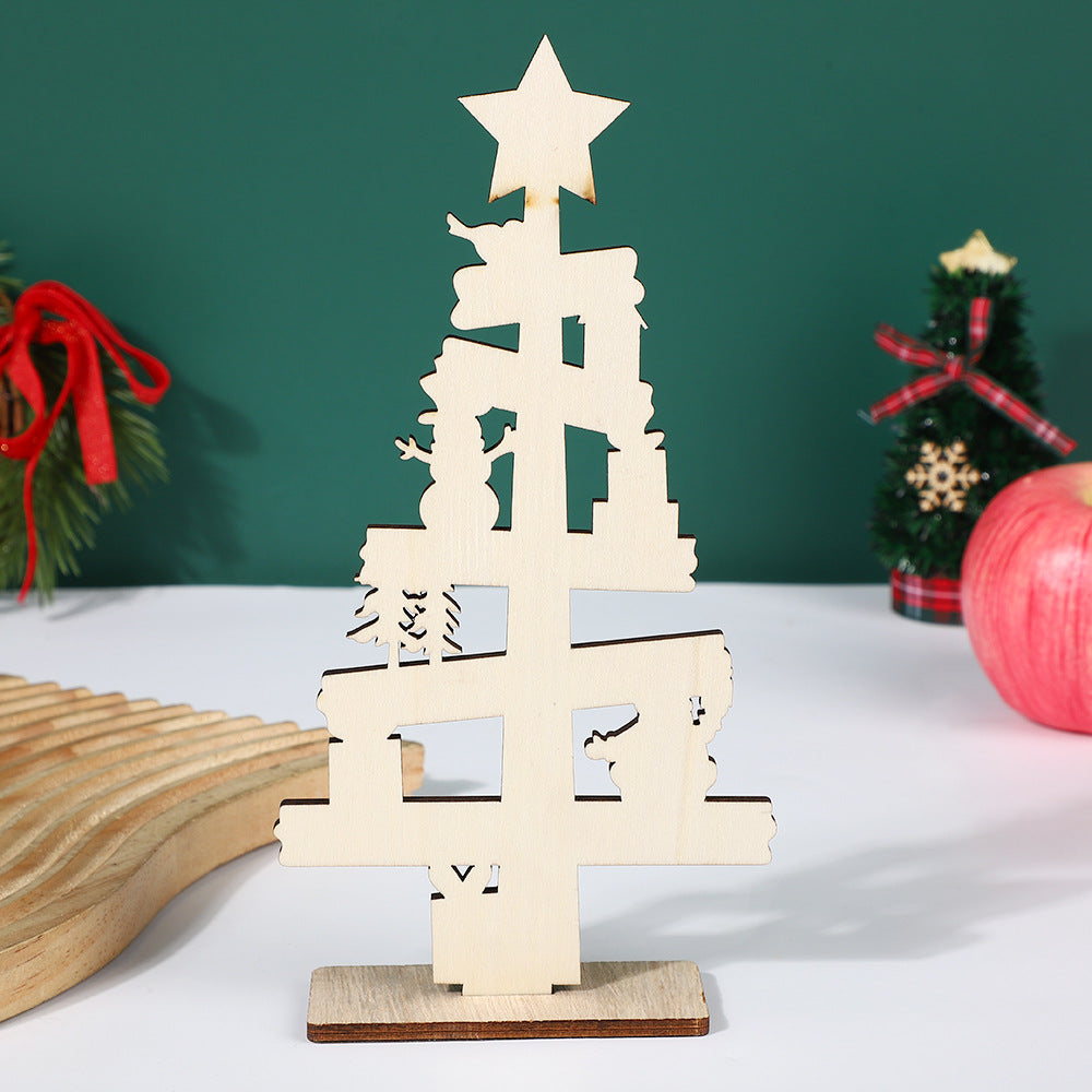 Christmas wooden table decoration with inscription