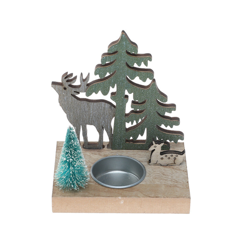 Decorative wooden Christmas candle holder, 12 cm