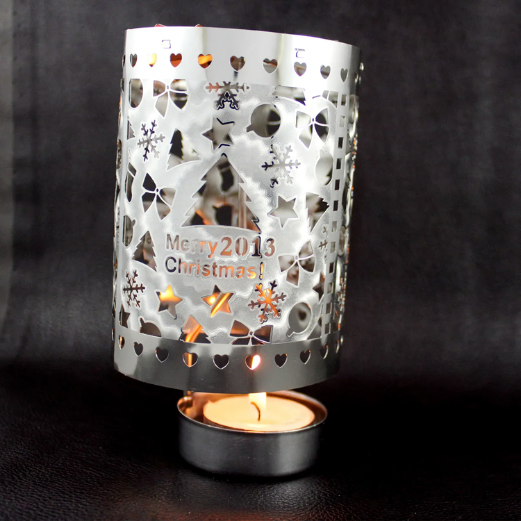 Rotating metal candle holder, round