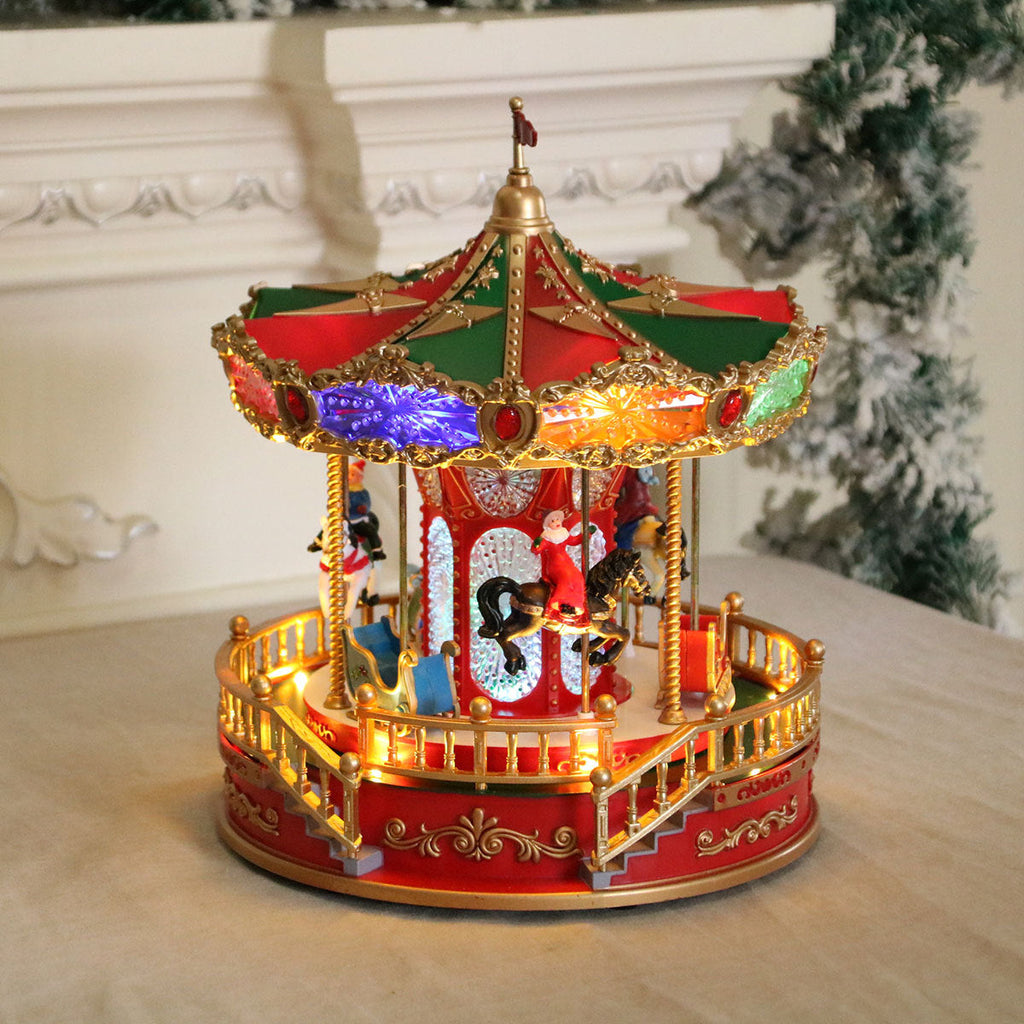 Illuminated music box with carousel design