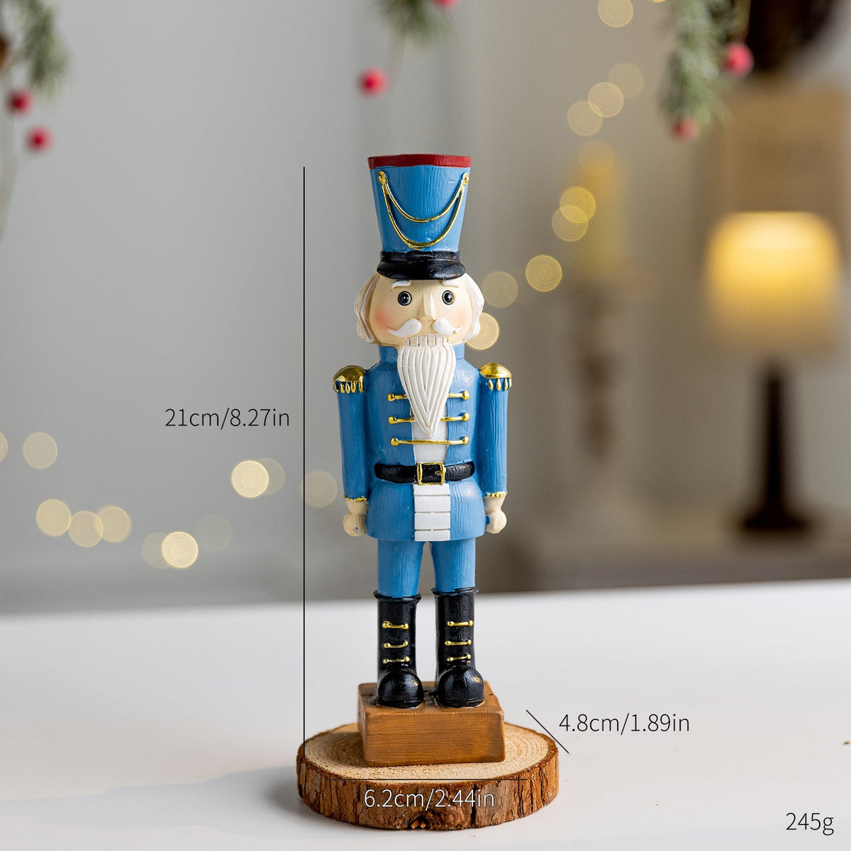 Decorative nutcracker soldier made of resin for the Christmas season