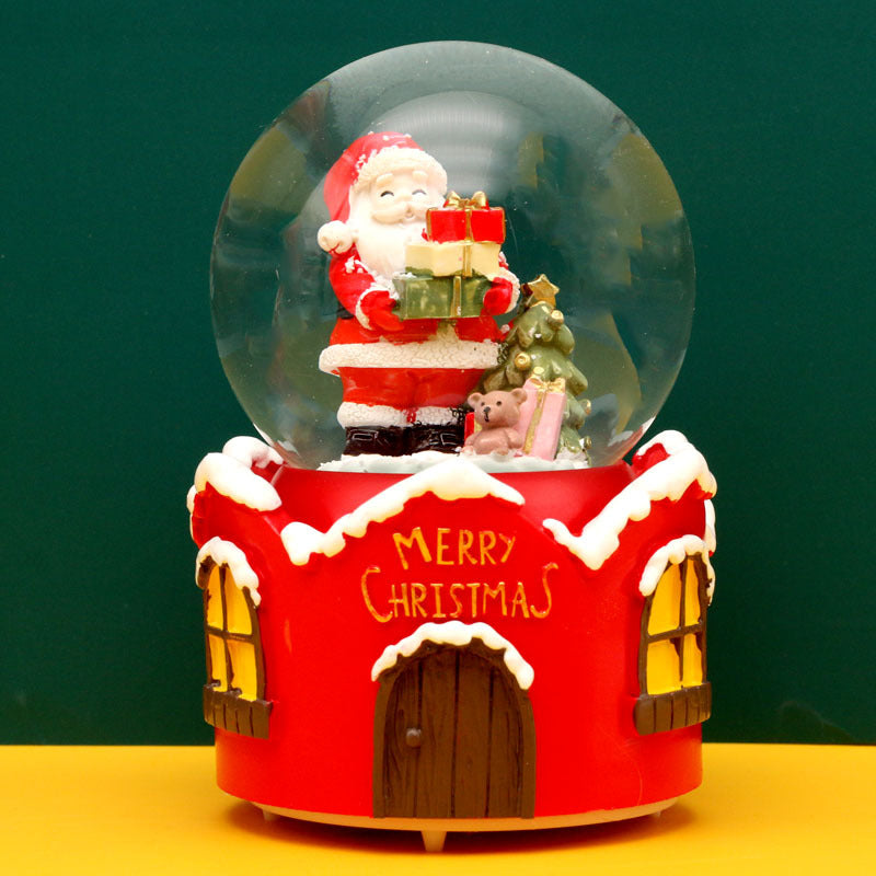 Christmas snow globe with music and light