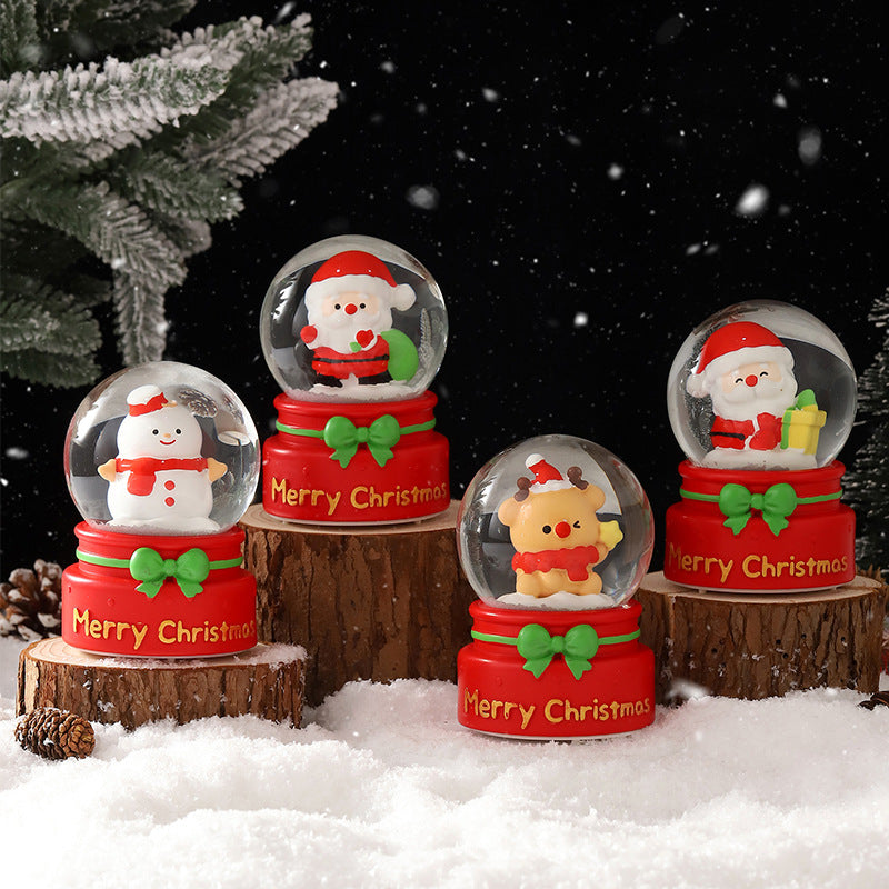 Handcrafted Christmas snow globe with light