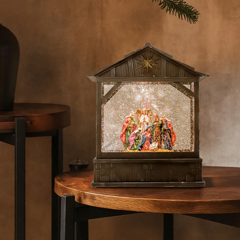 Christmas Nativity Music Box with Snow Effect