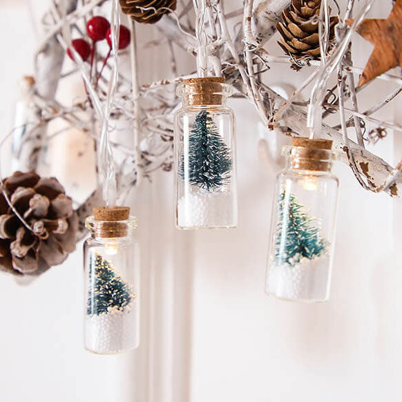 Yeouu | Christmas LED Wishing Bottle Tree Snow Battery Box Decorative String Light