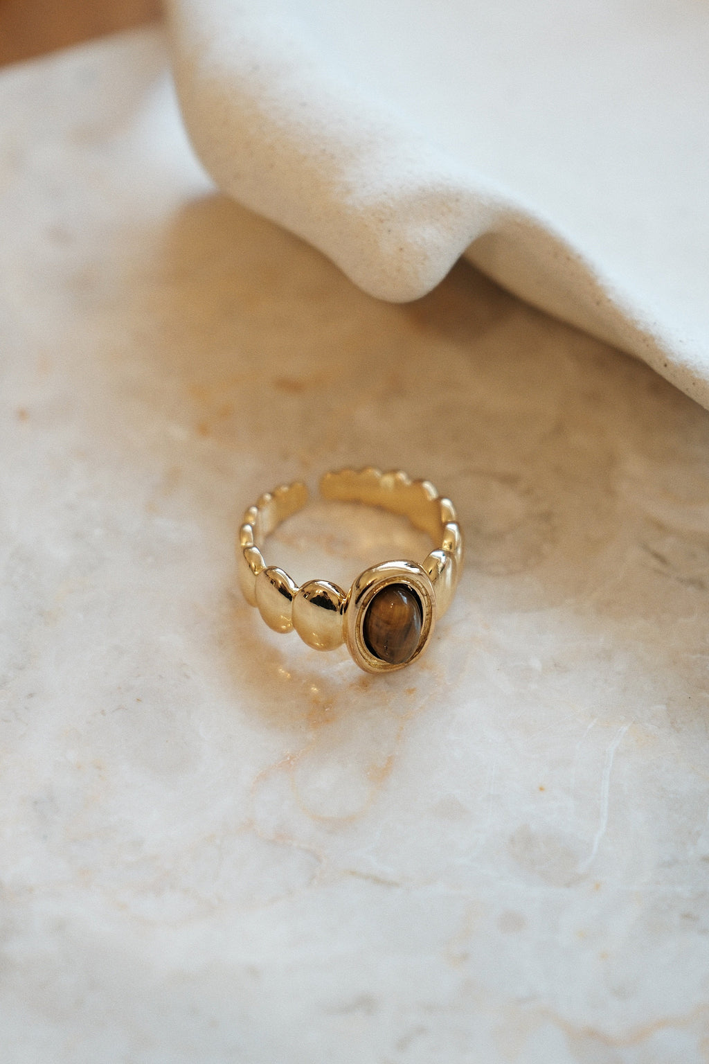 Halo Tiger Eye Stone Ring