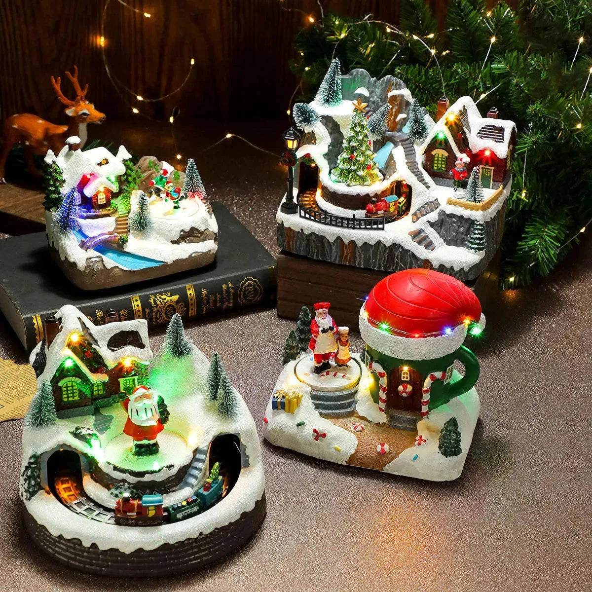 Yeouu | Christmas Rotating Resin Luminous Music Box Ornaments
