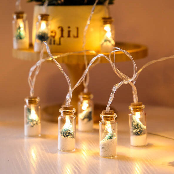 Yeouu | Christmas LED Wishing Bottle Tree Snow Battery Box Decorative String Light