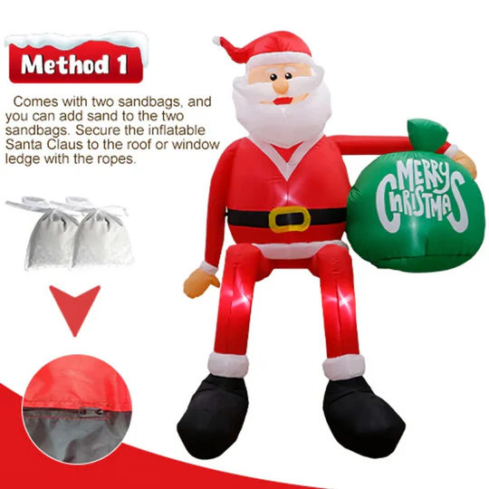 Yeouu | Giant 8FT LED Inflatable Climbing Santa | Premium, Waterproof Outdoor Christmas Decor