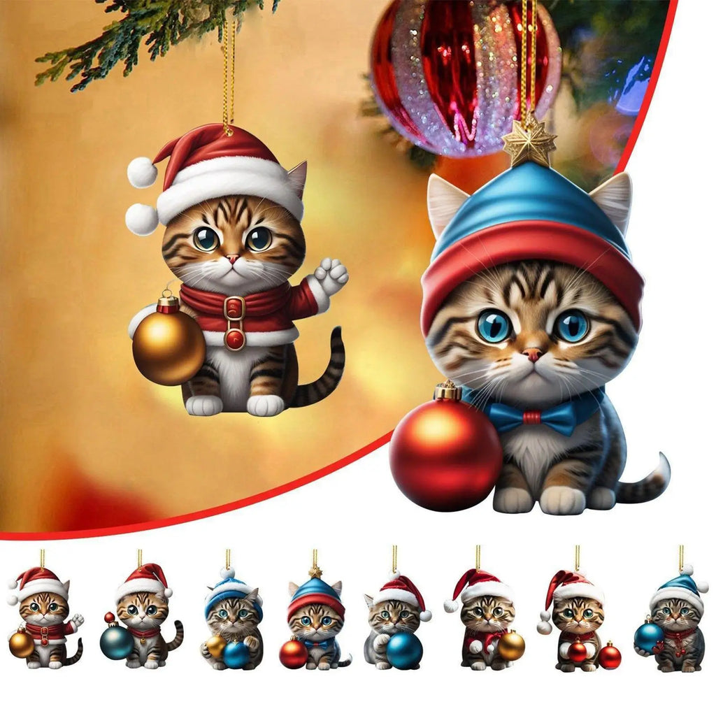 Yeouu | 24-piece Cat Christmas Ornaments Set of Durable Acrylic for Advent Calendar Decoration