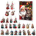 Yeouu | 24-piece Cat Christmas Ornaments Set of Durable Acrylic for Advent Calendar Decoration