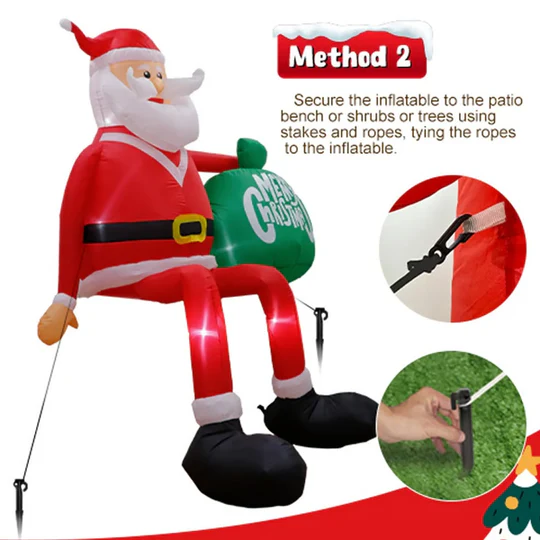 Yeouu | Giant 8FT LED Inflatable Climbing Santa | Premium, Waterproof Outdoor Christmas Decor