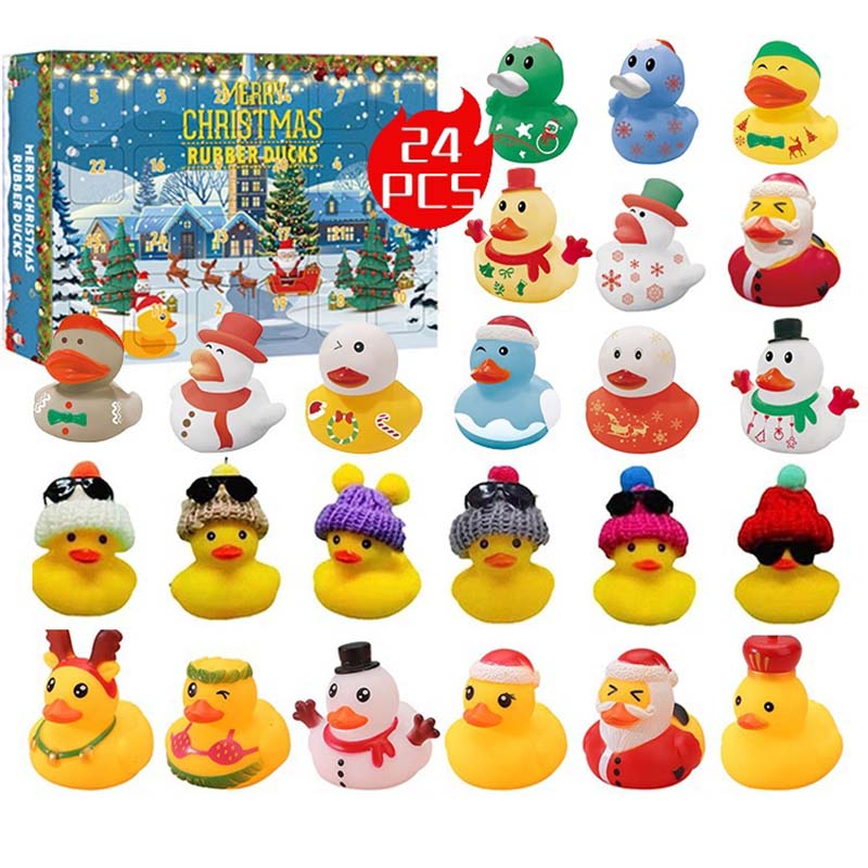 Yeouu | 24 Pcs Countdown Christmas Rubber Ducks Advent Calendar