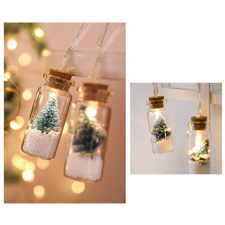 Yeouu | Christmas LED Wishing Bottle Tree Snow Battery Box Decorative String Light