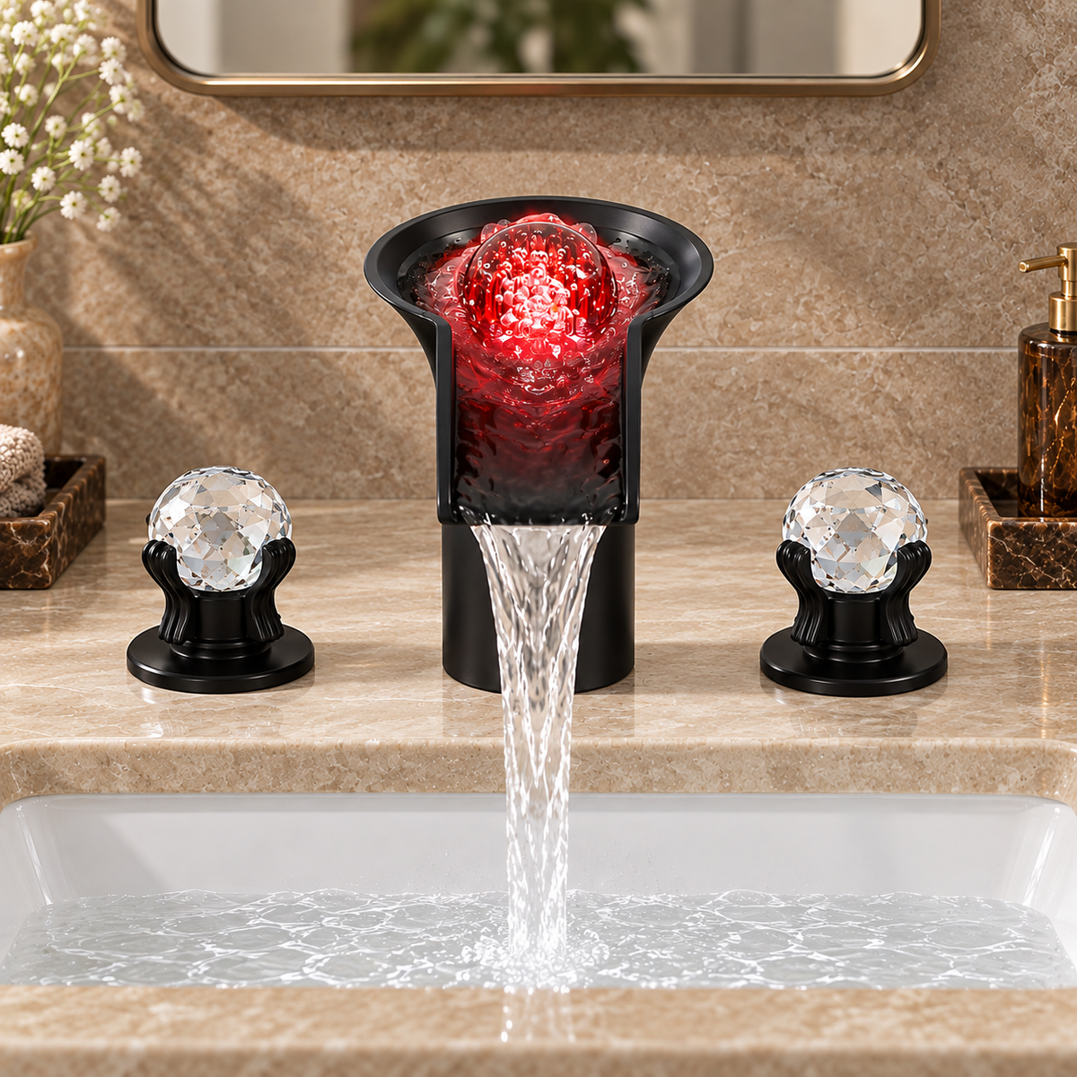 Star Ball LED Waterfall Bathroom Basin Faucet