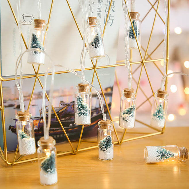 Yeouu | Christmas LED Wishing Bottle Tree Snow Battery Box Decorative String Light