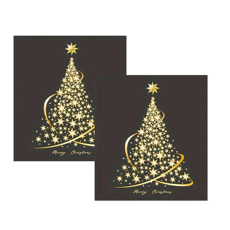 Yeouu | Golden Christmas Tree Window Clings Stickers for Glass