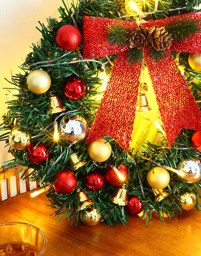 Yeouu | Christmas Wreath Branches Bells Christmas Lights String Decoration Lights