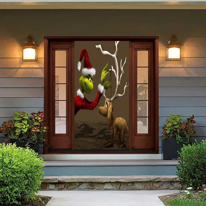 Yeouu | Christmas Door Cover | Fabric Front Door Decoration | Washable & Reusable | 91×203cm