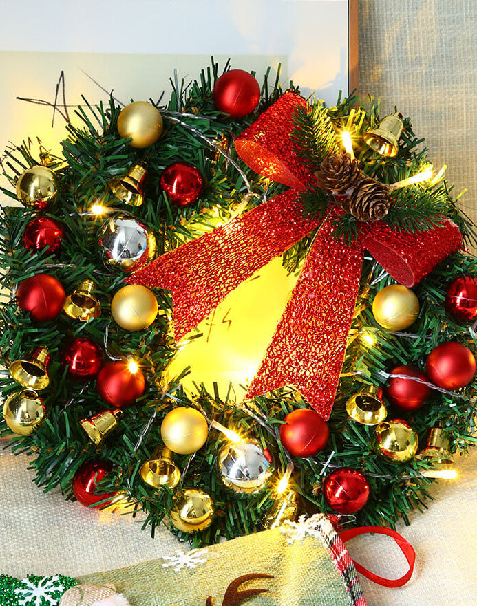 Yeouu | Christmas Wreath Branches Bells Christmas Lights String Decoration Lights