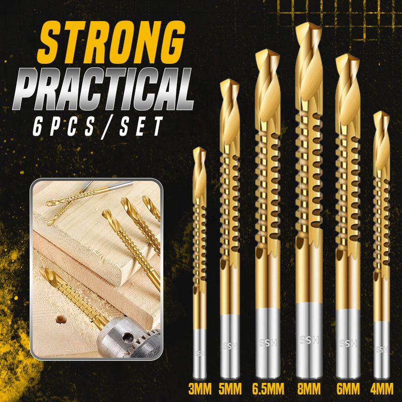 Yeouus | Titanium-coated high-speed steel bits with tags (6 pcs.)