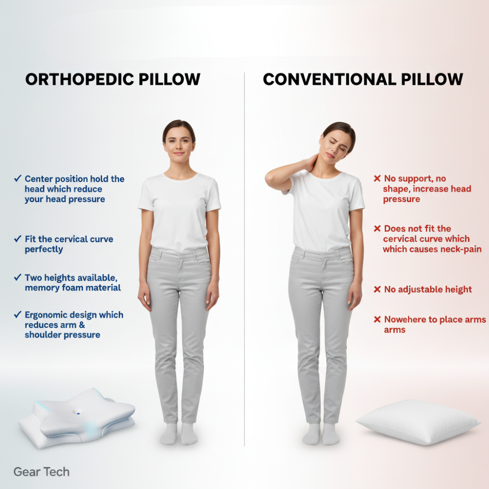 Yeouus | Cervical Pillow for Neck Pain Relief – Orthopedic Memory Foam Neck Support Pillow for Cervical, Shoulder & Back Alignment