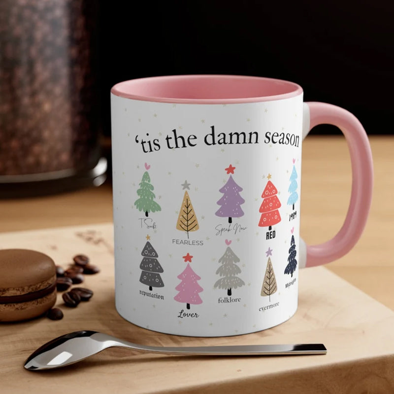 Yeouu | Tis The Damn Season Christmas Mug - Music Albums as Christmas Trees
