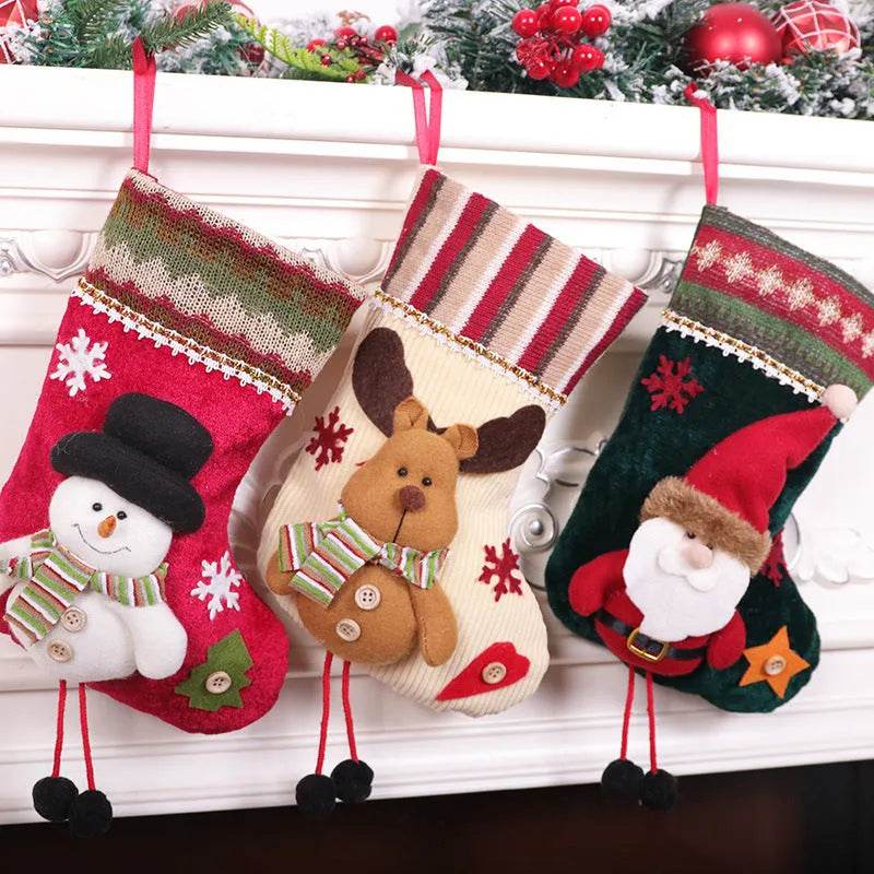 Yeouu | Christmas Stockings Gift Bag Flannel Small Size Hanging Decorations