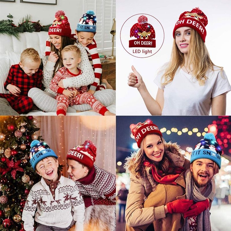 Yeouu | 🎅LED Christmas Knitted Hats Light up Xmas Beanie