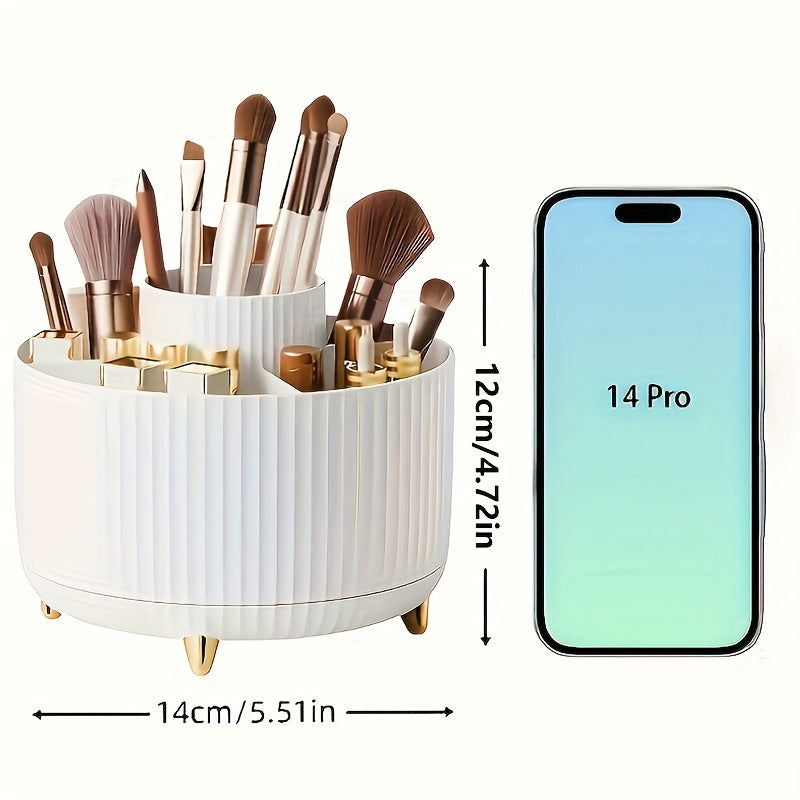 Yeouus | GlamSpin – 360° Rotating Makeup & Desk Organiser with 5 Compartments