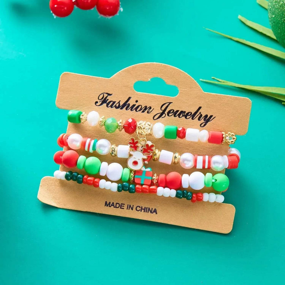 Yeouu | 4pcs Christmas Snowman Handmade Beaded Bracelet set gift idea