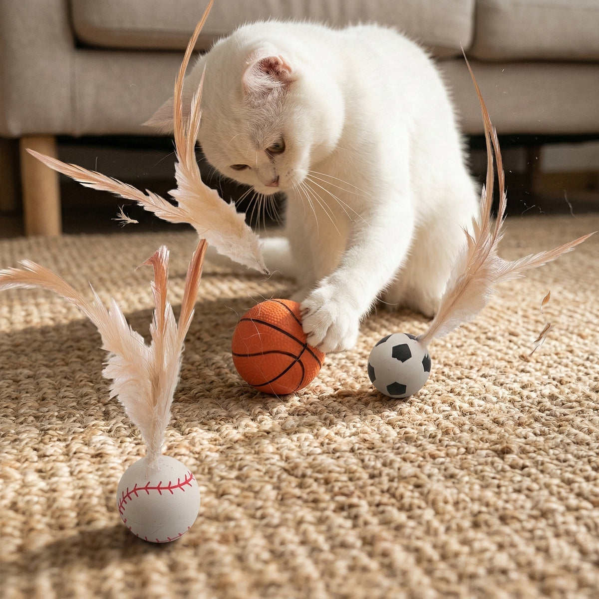 Feather Ball Cat Teaser Interactive Toy