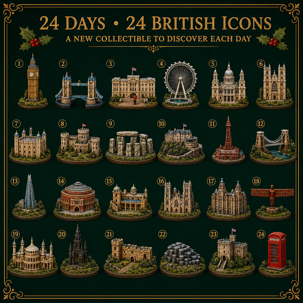 2026 UK Landmarks Advent Calendar – 24 Days of Iconic Architecture & Heritage Collectibles | Christmas Countdown Gift