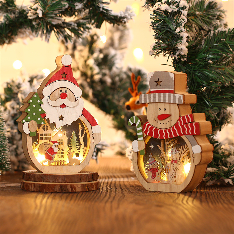 Yeouu | LED Christmas Wooden Ornaments Lighting