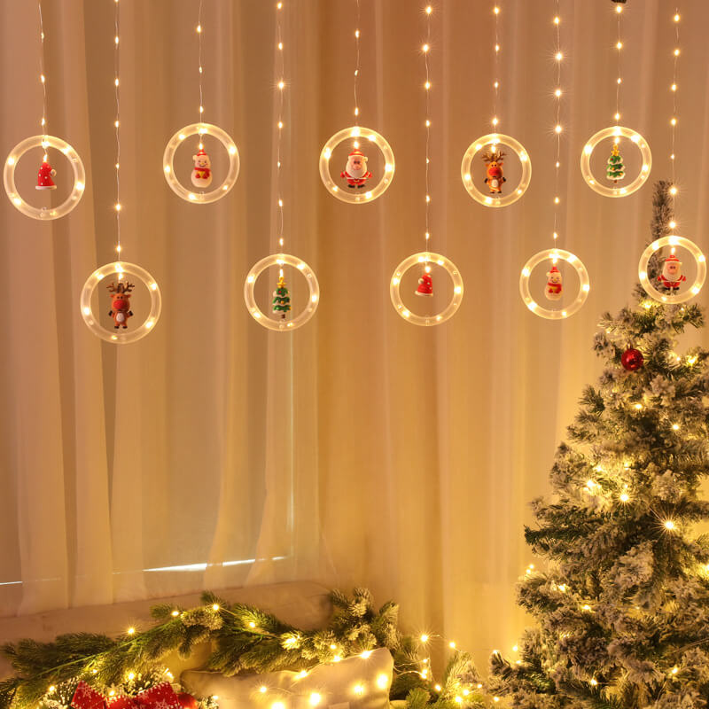 Yeouu | Christmas Circle Doll Hanging Decoration 10 LED USB String Lights