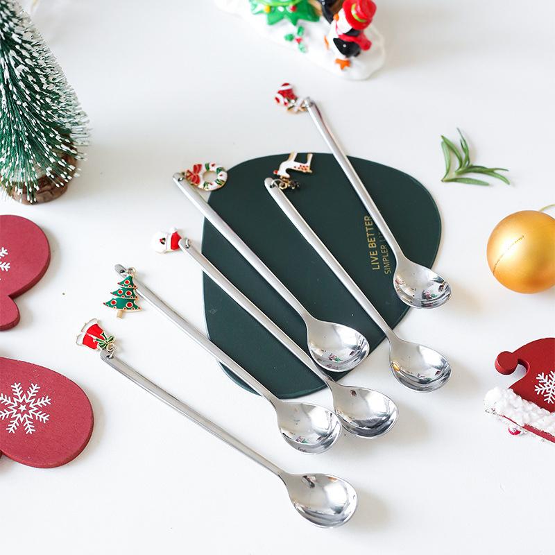 Yeouu | Christmas Decorations for Home - Christmas Metal Spoon Gift Set