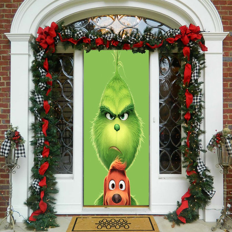 Yeouu | Christmas Door Decoration | Fabric Door Cover | Washable & Reusable