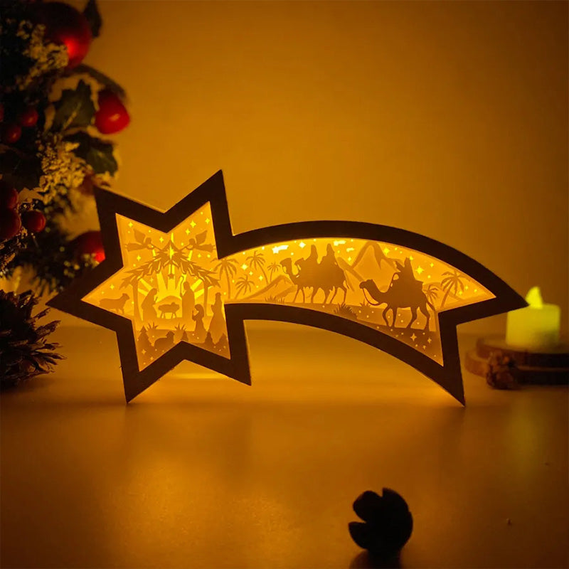 Yeouu | LED Wood Christmas Star Light
