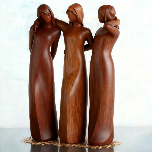 Sisters by My Side, Celebrates Friendships Three Sisters Wooden Sculpture Christmas, Thanksgiving Day, Birthday Gifts